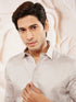 Men's Beige Fine Satin Pathani Kurta Set